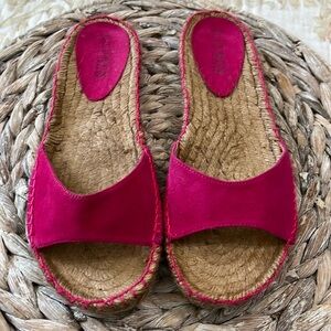 Lauren Ralph‎ Lauren Caliana Fuchsia Suede Espadrille Sandals Size 7.5